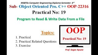 Practical-19 | Program to Read & Write Data From a File  | MSBTE | OOP 22316