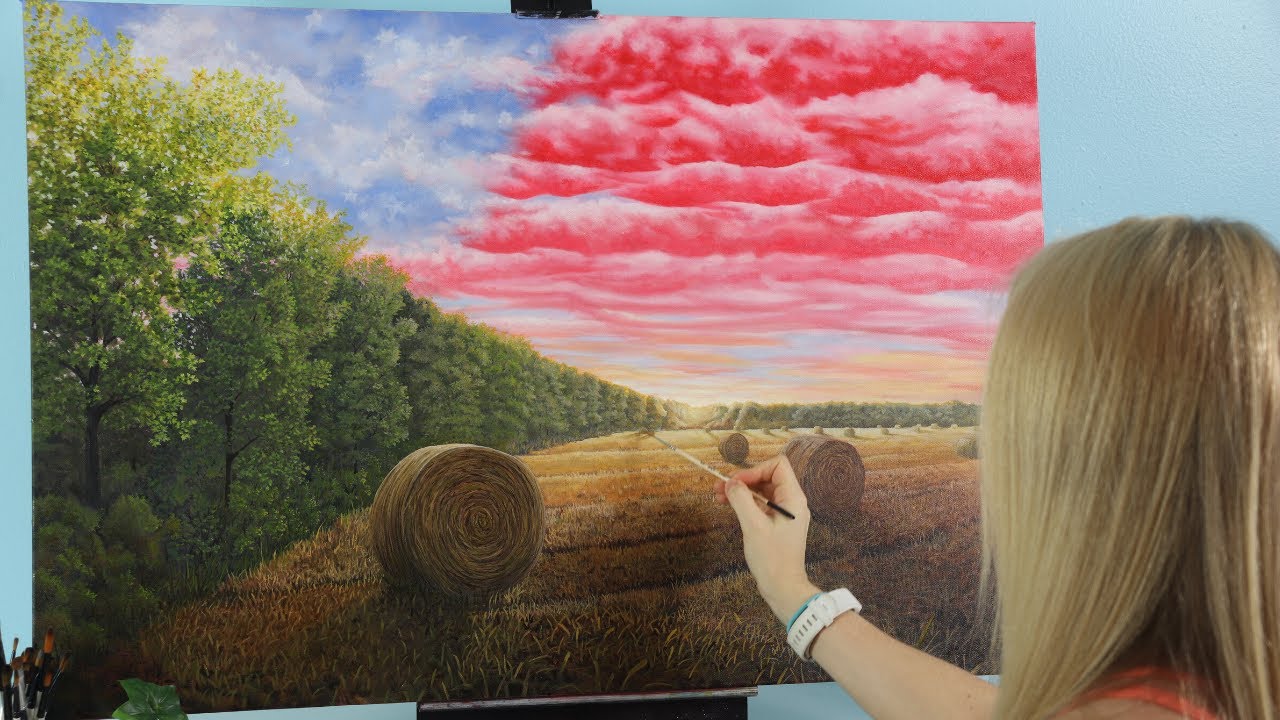 Time lapse landscape oil painting "Home of the free" How to paint