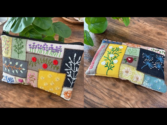 ハンドメイド　アンティークウール　クレージーキルトマット　パッチワーク　毛糸刺繍 刺繡×クレイジーキルト試作品】ひたすら刺繡する動画/クレイジーキルト