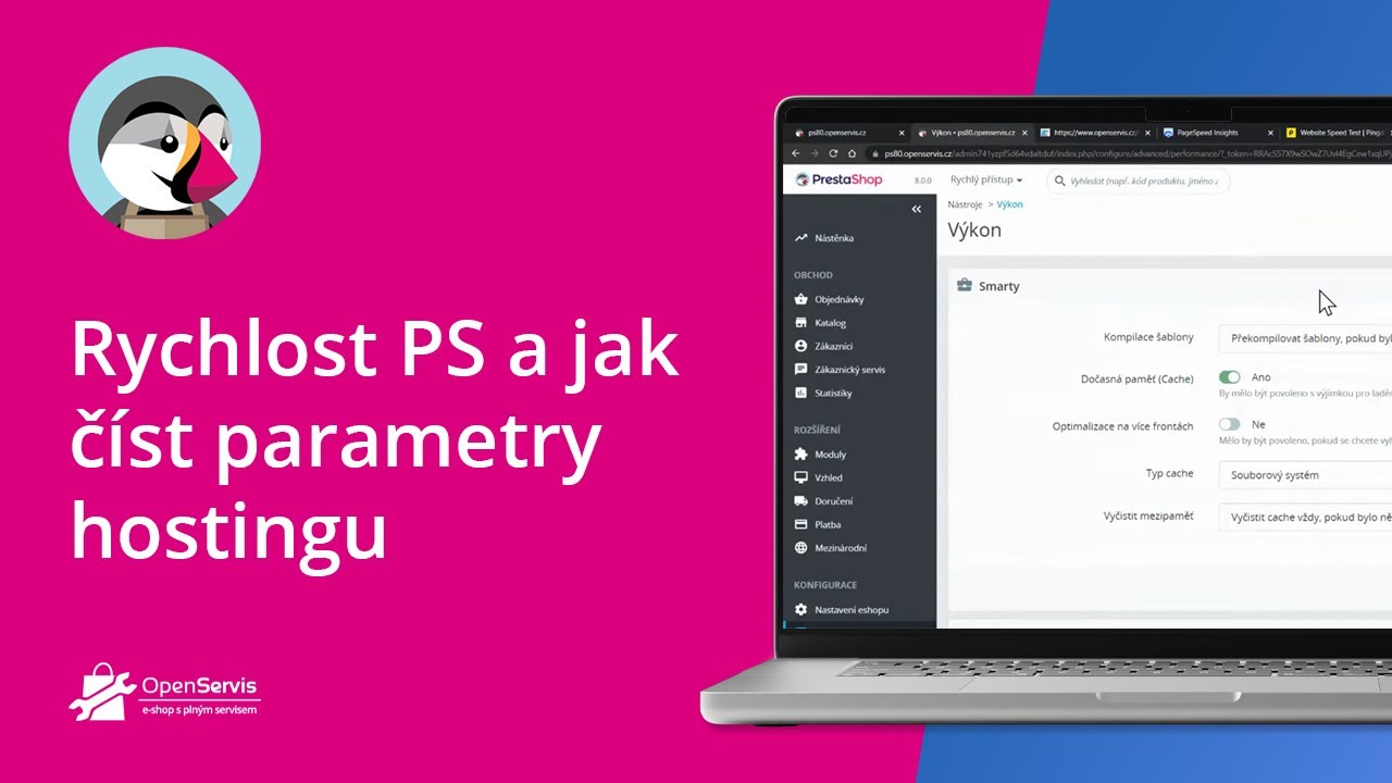 Praktická ukázka rychlosti PrestaShopu a jak číst parametry hostingu