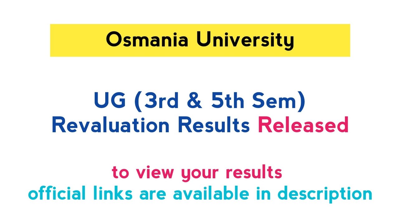 UG 3rd & 5th Sem | Revaluation Results Released | OU