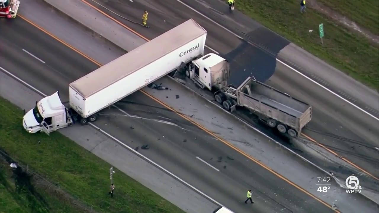 Turnpike back open after 2 crashes in central Palm Beach County - YouTube