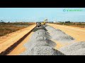 Full processing bulldozer pushing gravel install roads  dozer spreading gravel techniques skills