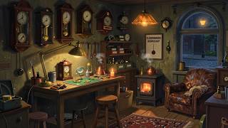 A Clockmaker's Workshop at Midnight 🕰️ Lofi to Focus & Relax 🎵 ticking-pendulum ambience