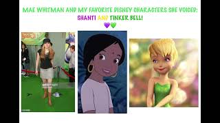 Mae Whitman and my favourite Disney characters she voiced, Shanti and Tinker Bell 💜💚💛❤🖤