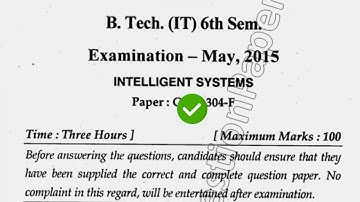 2015 Mdu BTech IT 6th Sem Intelligent System Question Paper