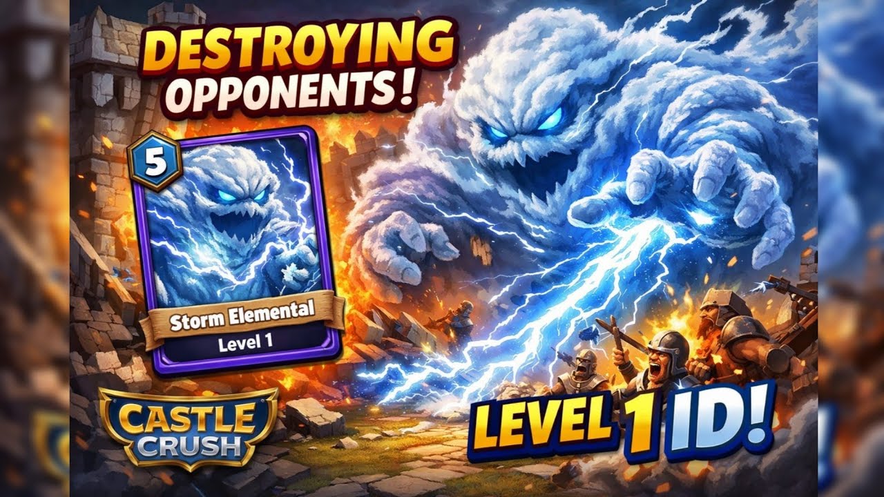 ONLY STORM ELEMENTAL ON CASTLE CRUSH | ONLY LEVEL 1 👌💀💪