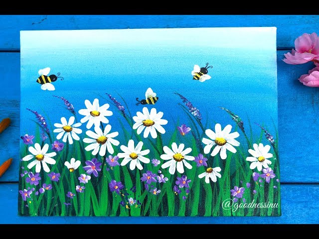 Flower Garden Paintings For Kids Multicolored Children's Drawing With