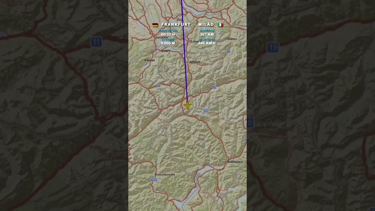 Frankfurt - Mil&atilde;o #aviacao #travel #logistica #map #aeronaves #googleearth #flighttracking