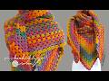 Crochet Granny Triangle Shawl &amp; Border AS YOU GO 🤩