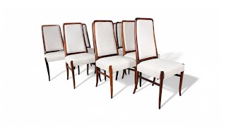 Set of 10 Dining Chairs in Rosewood & Leather, Joaquim Tenreiro, 1960s - Lot 199