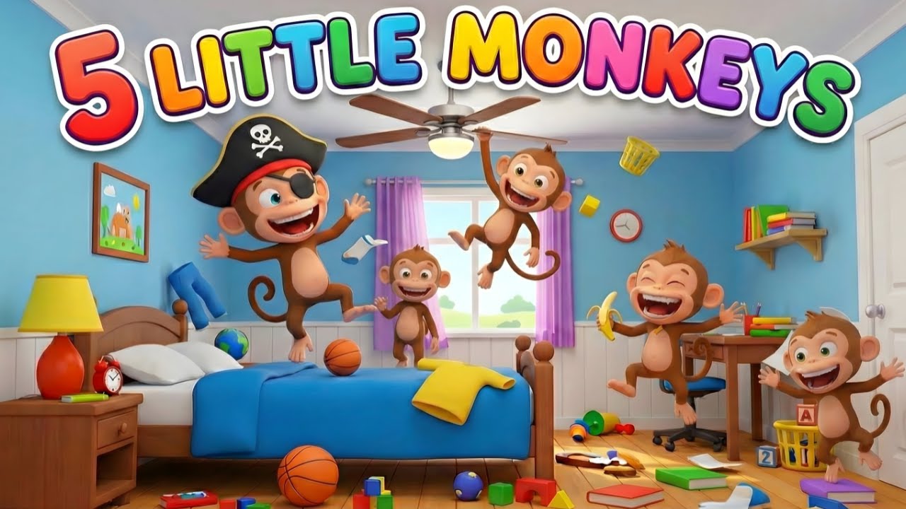 5 Little Monkey | Five cute Monkey | Kids Monkey Islamic Version | Nursery Rhymes & Kids Songs