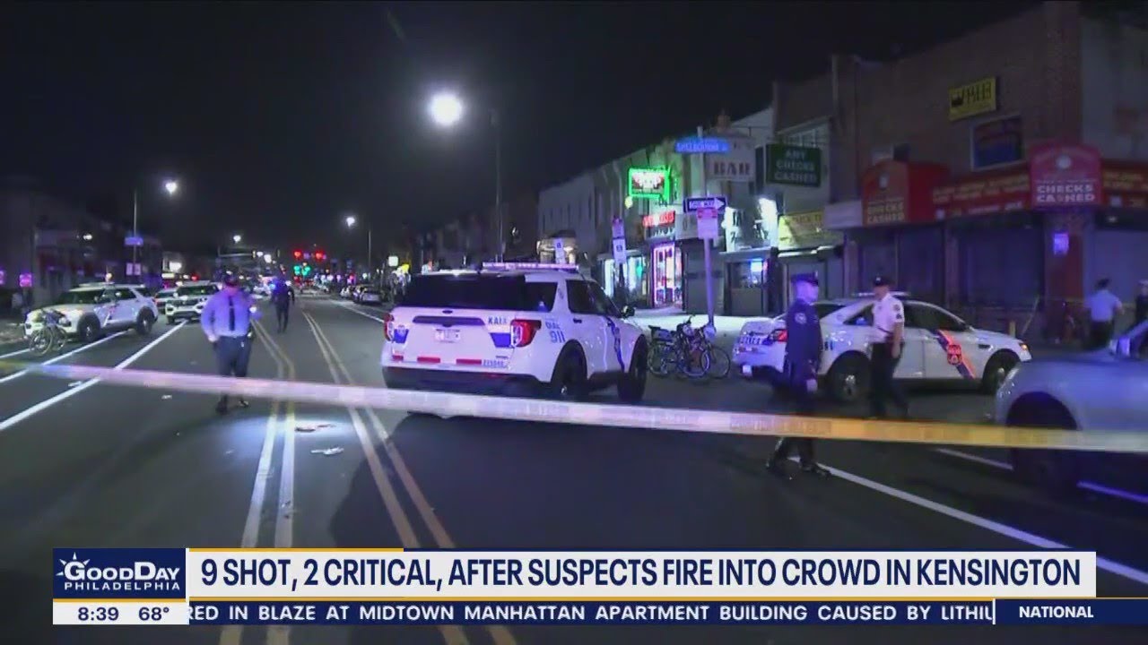 9 shot, 2 critical after suspects fire into crowd in Kensington - YouTube