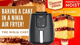 BAKING A MOIST CAKE IN A NINJA AIR FRYER!! DUNCAN HINES BUTTER GOLDEN CAKE screenshot 5