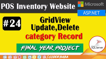 ASP.NET C# (Lec-24) Hindi POS Inventory Website | Category Details Update, Delete | Bind GridView
