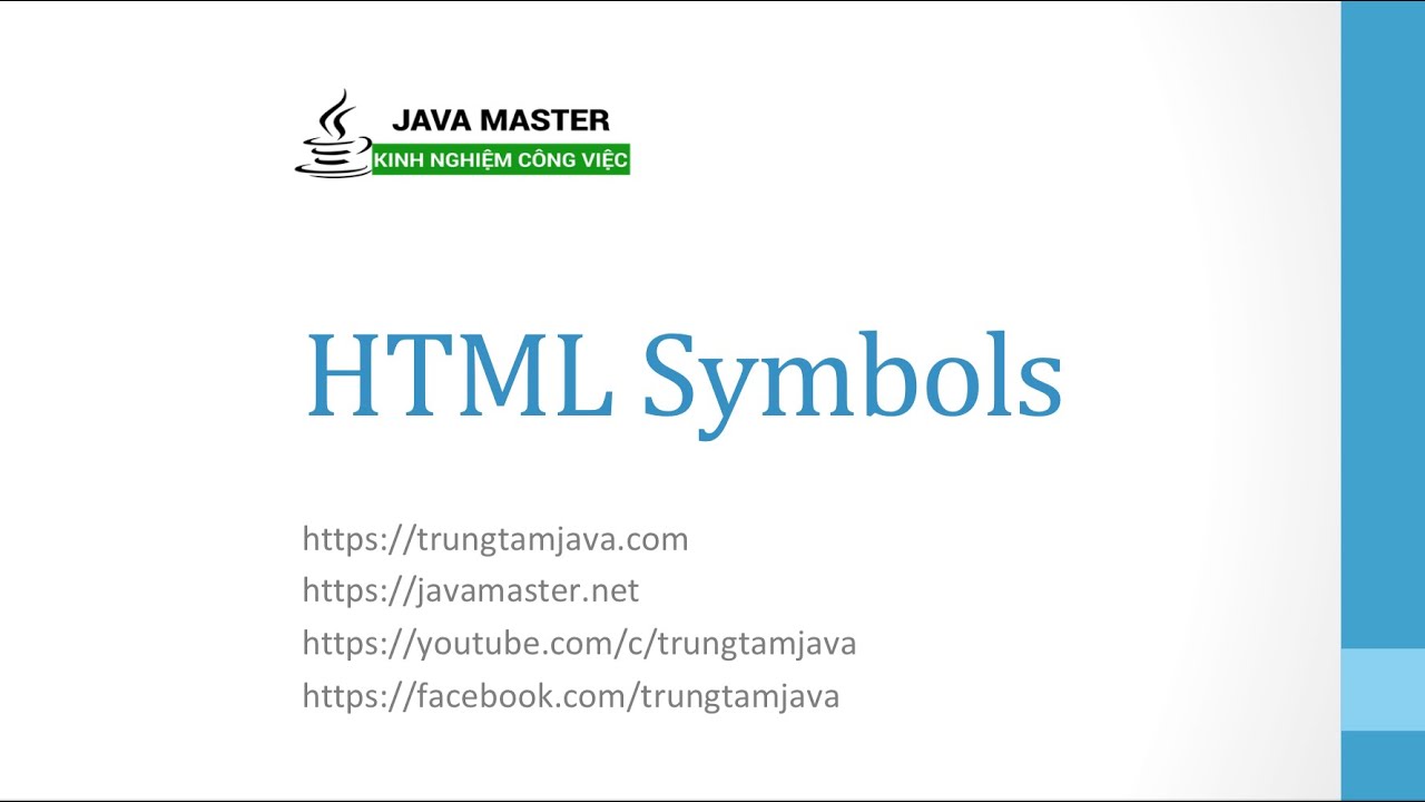 HTML 09 - HTML Symbols - Trung Tâm Java Master - YouTube