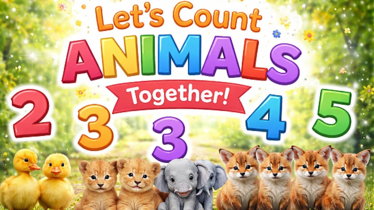 Learn counting numbers from 1–10 with Animals 🐶🐱🐘