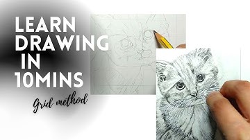 Learn drawing in 10mins | Grid method | Animal  drawing tutorials | Art nerve
