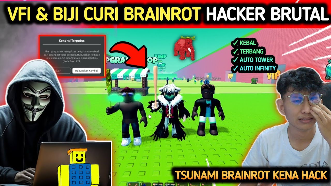 ROBLOX KU DI HACK 😭‼️AKU & BIJI MAIN SAMA HACKER BRUTAL & KEBAL DI ESCAPE TSUNAMI BRAINROT
