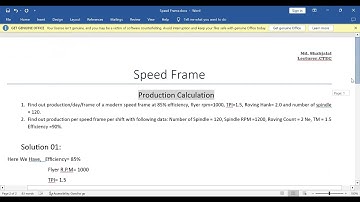Speed Frame Production Calculation