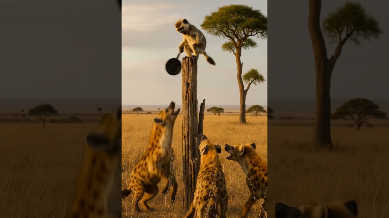 Monkey vs Hyenas! 😂🐒 Who’s the real boss here?