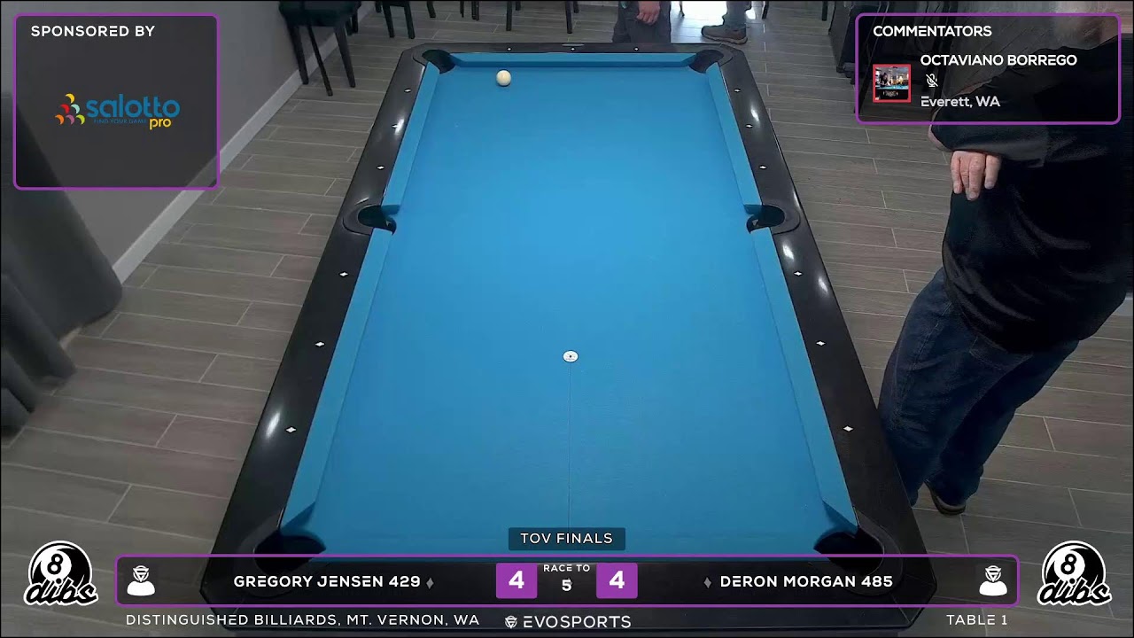 Image of video the GREGORY JENSEN 429 vs DERON MORGAN 485 - DISTINGUISHED BILLIARDS - TABLE 1 | EvoSports 2