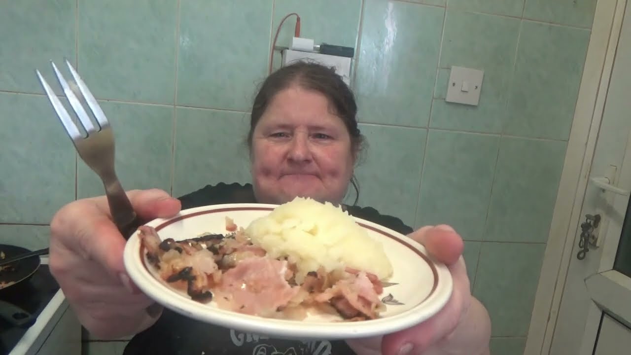 Mashed Potato Fried Bacon & Fried Onions