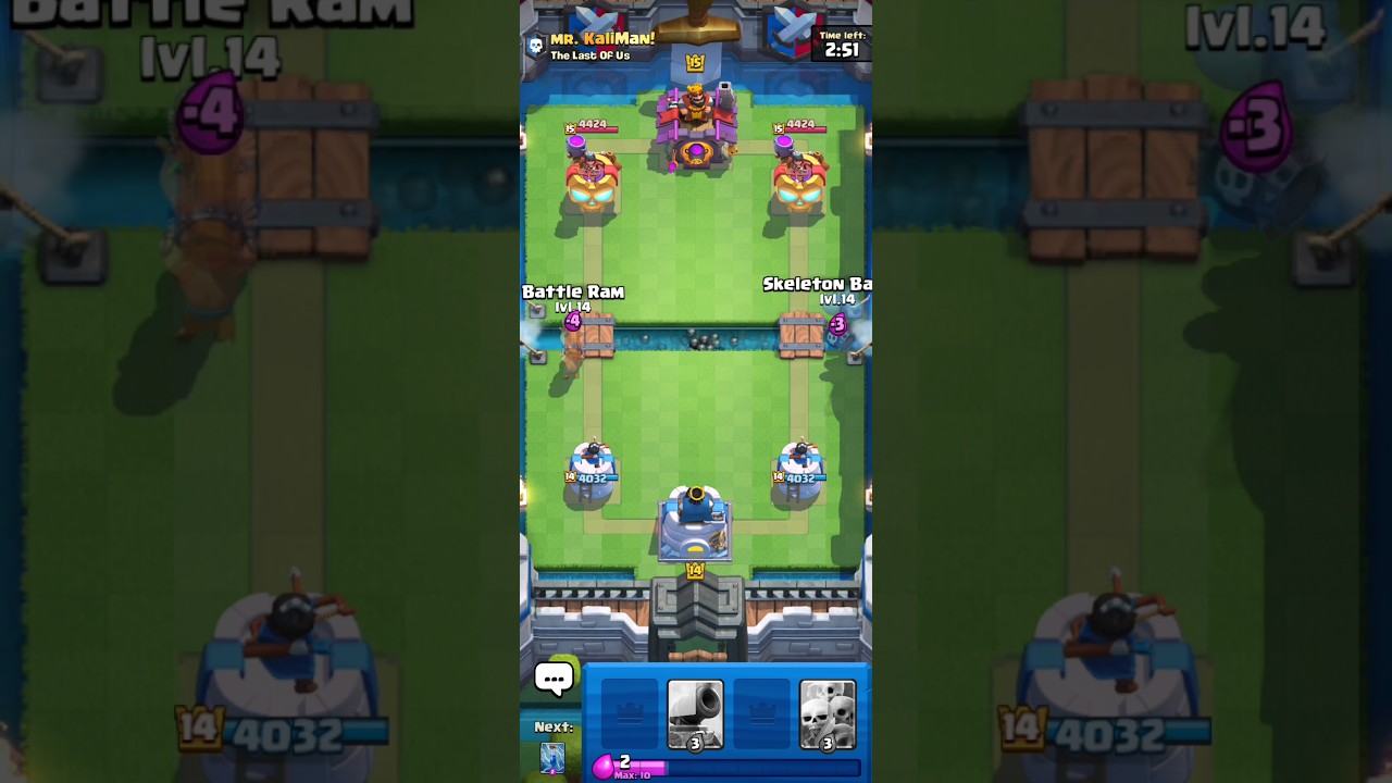 Clash Royale Damage Battle Between Skeleton Barrel & Battle Ram 