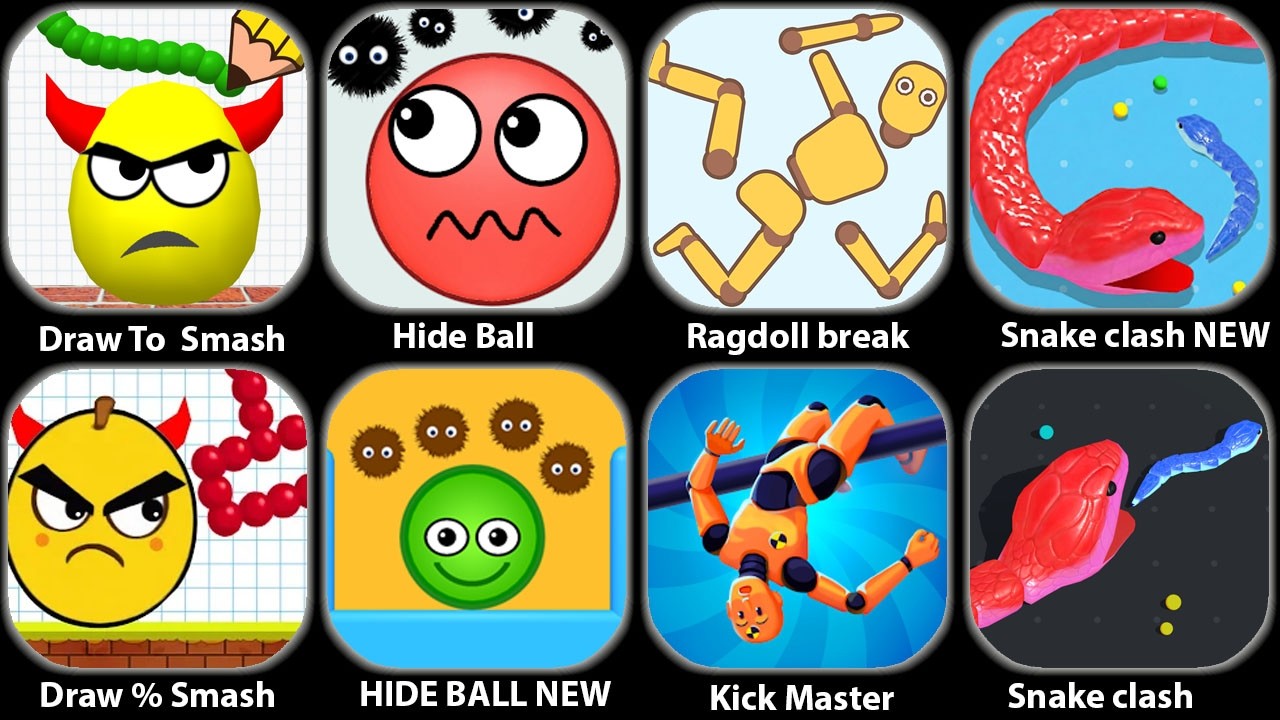 Draw To Smash,Ragdoll Break,Hide Ball,Roblox,Snake Clash,Lucky Balls,Freaky Stan New Update
