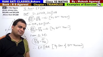 Class 10 Maths (Ex-7A Example - 9) Chapter : TRIANGLES  (R S Agarwal 2019)