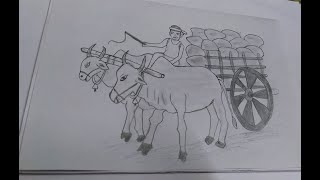 How To Draw Bullock Cart With Farmer Step By Steppencil Sketch