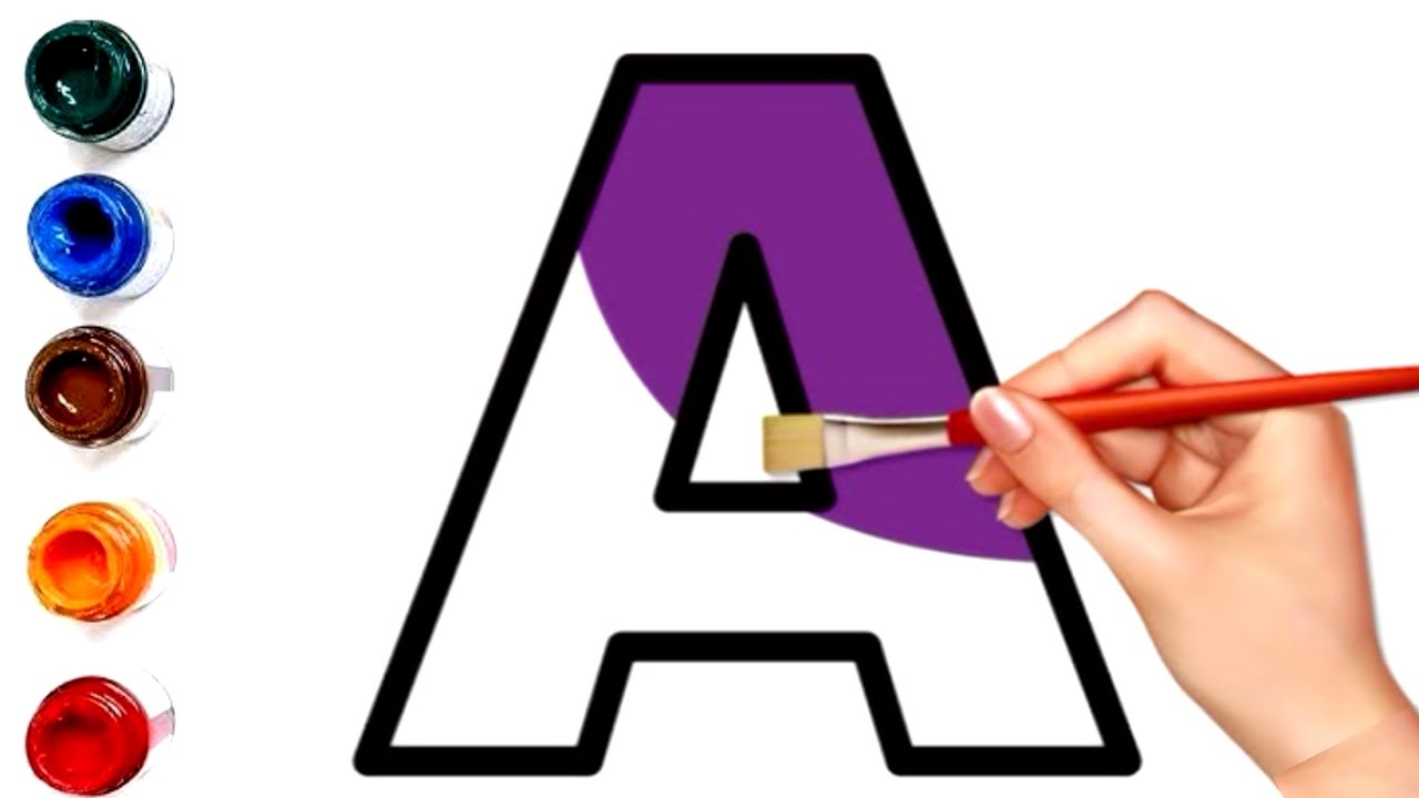 How To Learn Draw and Paint Alphabet Capital Letters A To Z For Kids / Easy Step by Step Drawing