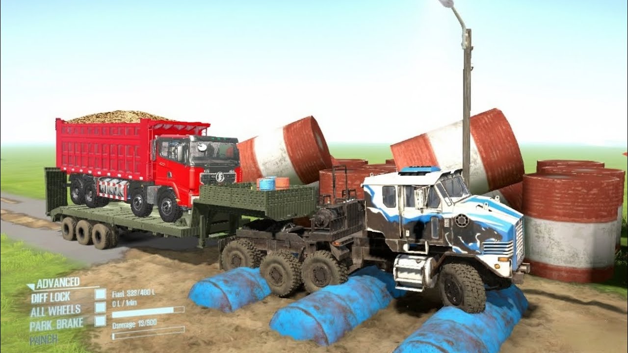 Spintire: Mudrunner Mod Truck vs Extreme deep broken road with speed bumps|| Driver skill test|| #5