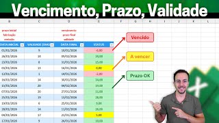 Como fazer Planilha Controle de Vencimento, Prazo, Validade com Alerta no Excel