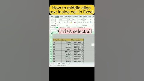 How to Middle align Text inside cell in Excel 🤯|Excel trick and tips #shorts #excel #skills #sheet