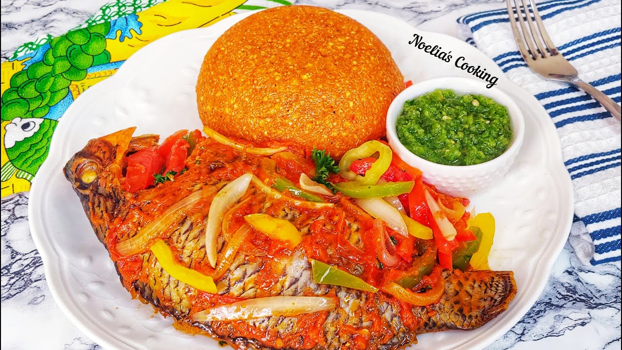 Delicieux Gari Pinon Au Tilapia || Sifio || Piron rouge || Eba