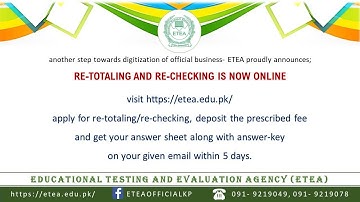 #APPLY FOR #ETEA #RESULT #MARKS #RETOTALING
