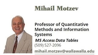 MS Access Part 2 Data Tables