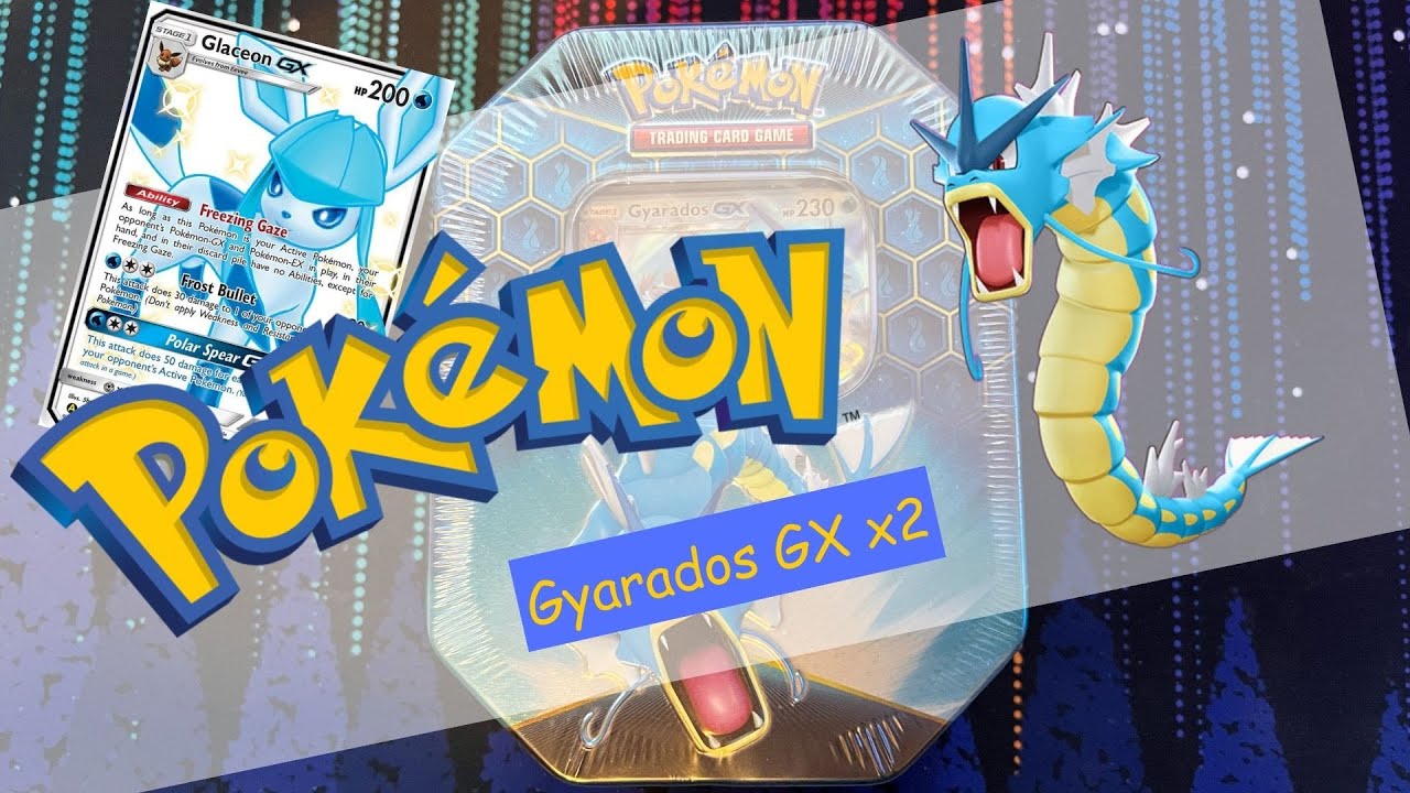 Pulled a Shiny Ultra Rare Glaceon GX from a Hidden Fates Tin + 2 Gyarados GX 