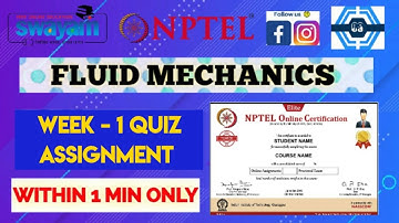 Fluid Mechanics - NPTEL || WEEK 1 QUIZ ASSIGNMENT SOLUTION 2022 ||