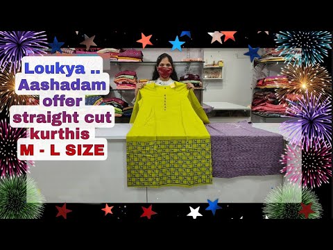 Aashadam Offer straight cut kurthis for M - L size