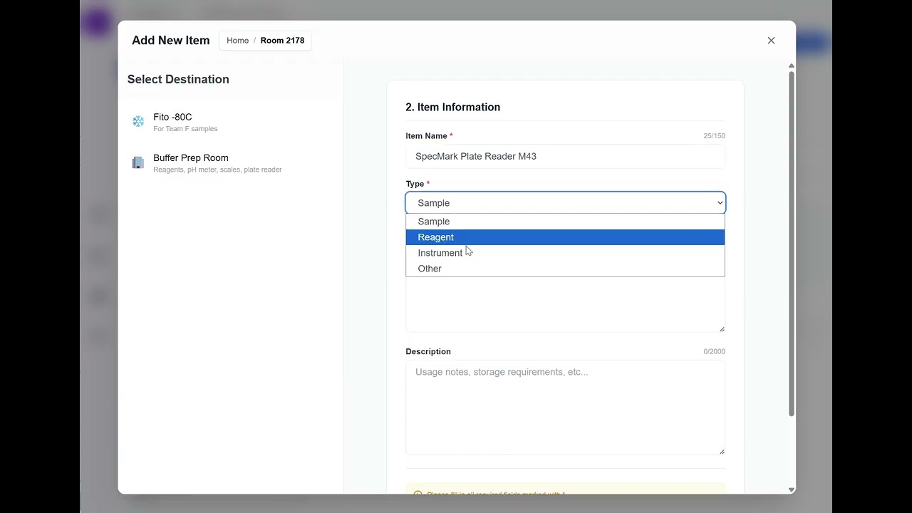 Exploring Laborate: Registering Scientific Equipment