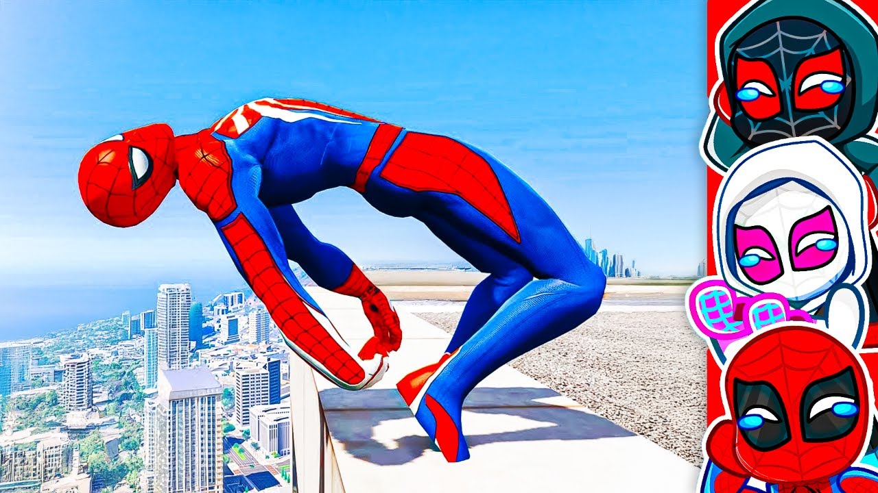 SPIDERMAN FALLS 9,875,642 FEET in GTA 5! (Try Not To Laugh)