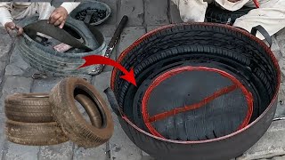 Making a Beautiful Tub from Old Tires  How To Make a water bath from used tires by Amazing Skills 294 views 3 months ago 7 minutes, 21 seconds