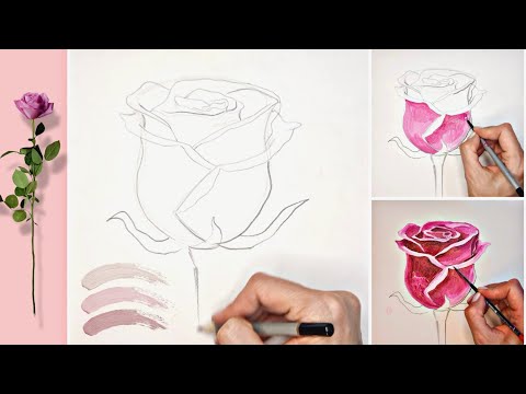როგორ დავხატოთ ვარდი?|| აკრილით ხატვა|| how to paint a rose|| step by step