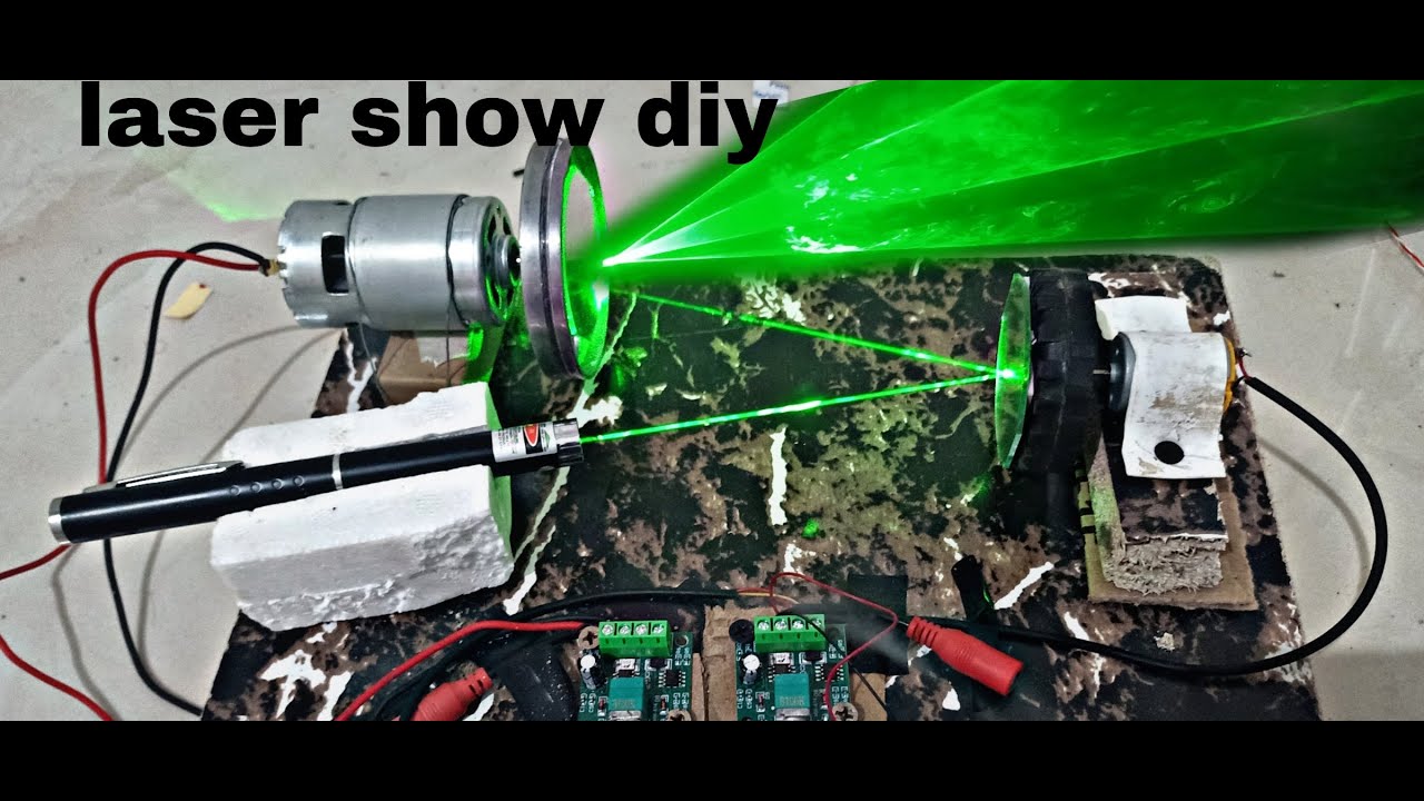 laser show with laser and dc motor diy experiments - YouTube