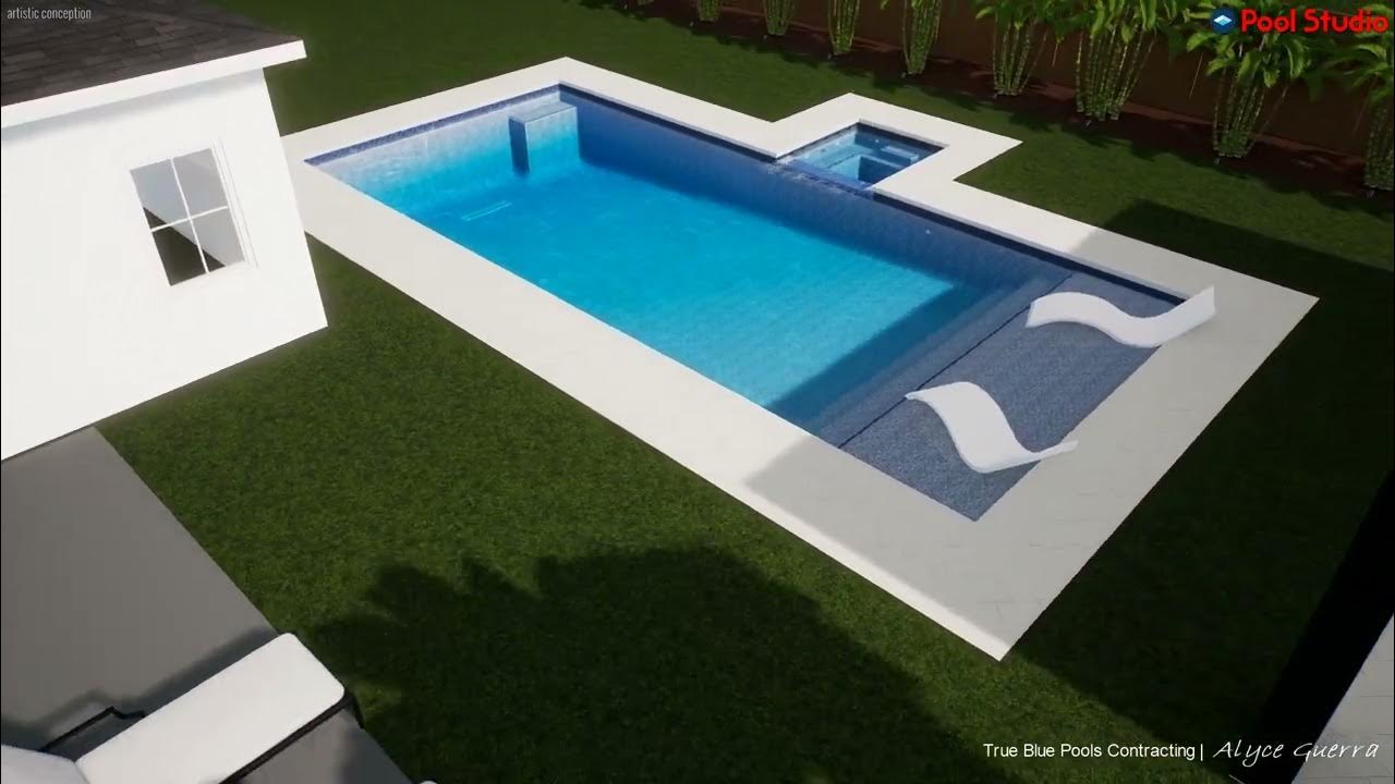 Carreno Swimming pool with spa and sun ledge - YouTube