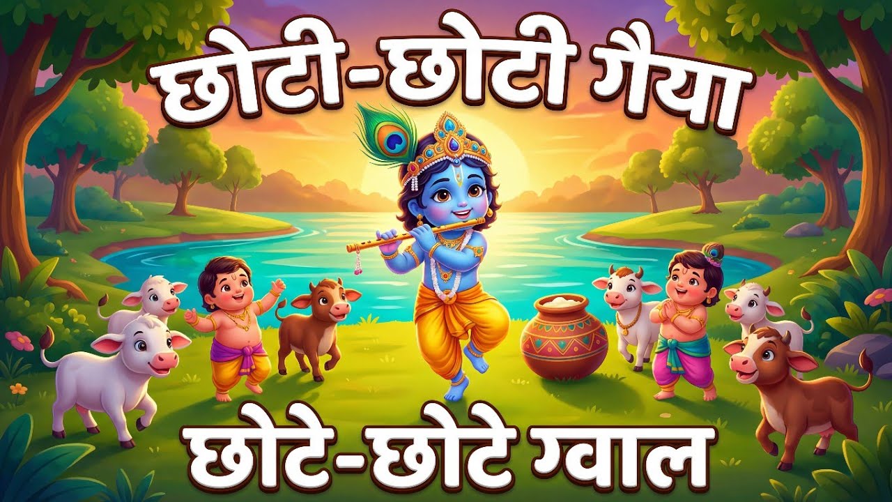 छोटी-छोटी गैया छोटे-छोटे ग्वाल | Kanha Ji Kids Bhajan | Choto So Madan Gopal 3D Cartoon Song
