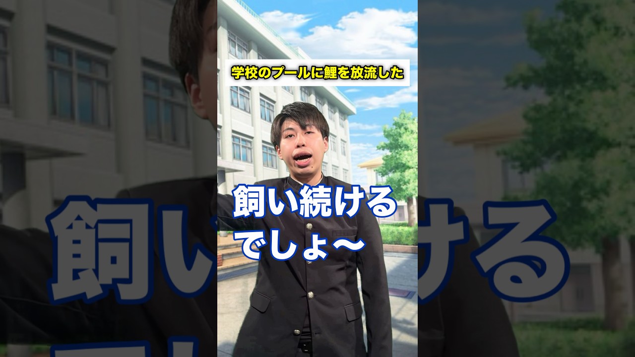 【学校あるある】学校のプールに鯉を放流した #頭のネジが外れてる生徒 #shorts