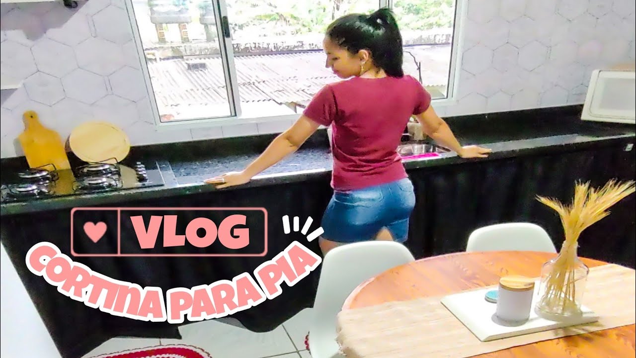VLOG - Fiz minha cortina para pia da cozinha 🧡